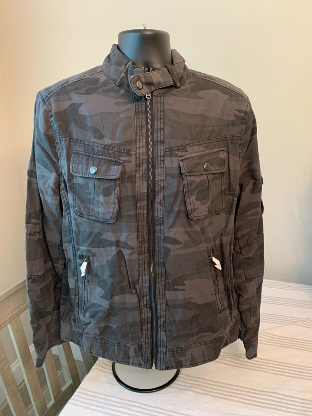 Rock & Republic Men's Gray Black Camo Field Jacket
